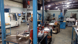 Interior view of the Peliton Machine Shop.